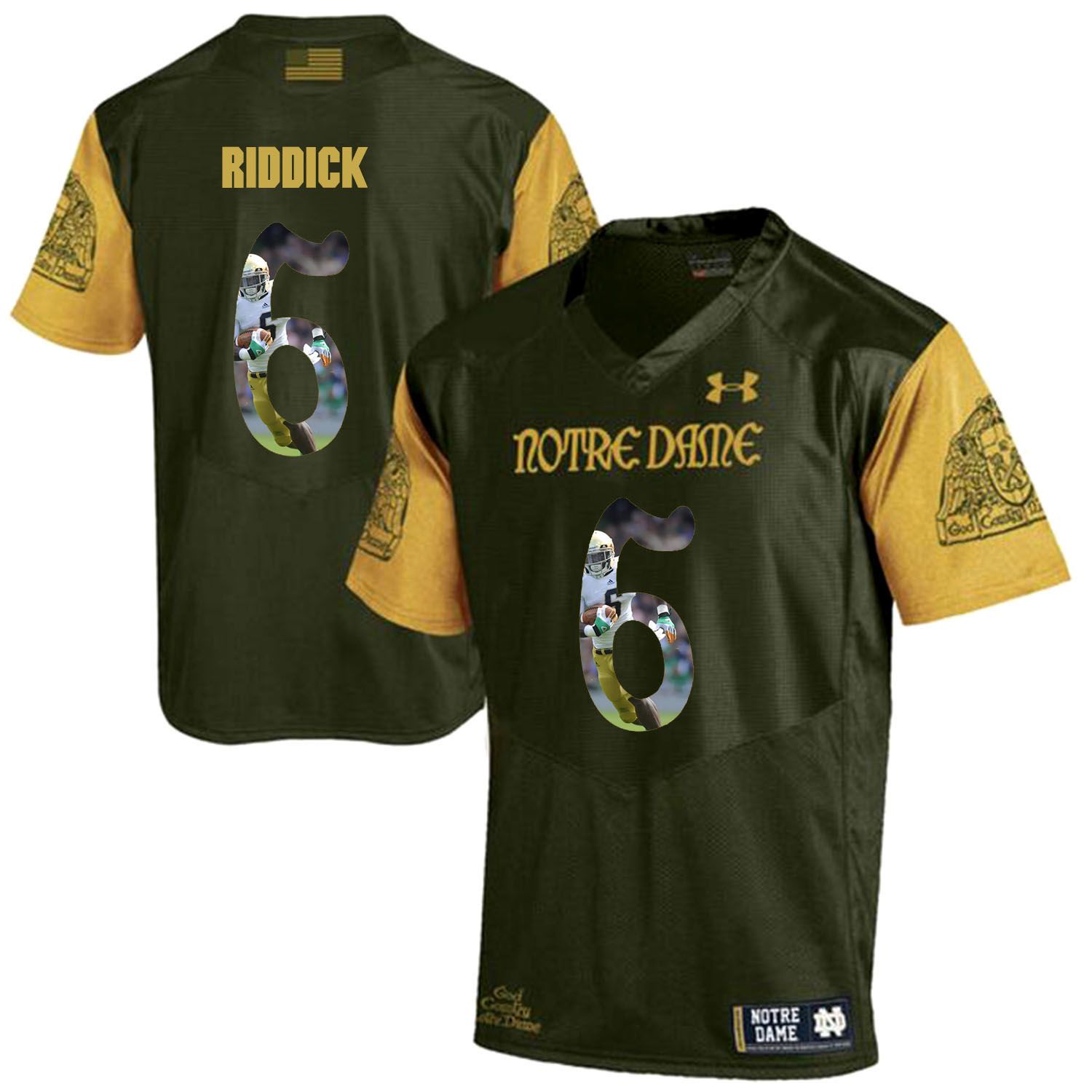 Men Norte Dame Fighting Irish #6 Riddick Green Fashion Edition Customized NCAA Jerseys